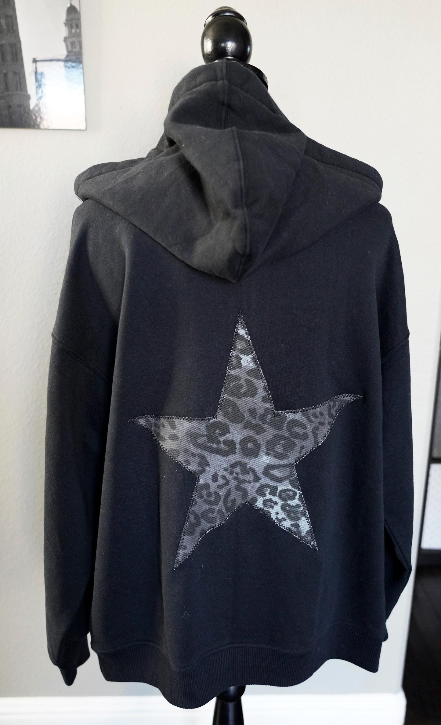 Olivia Paige - Patchwork hoodie LEOPARD Star sweatshirt hoodie fleece full zip