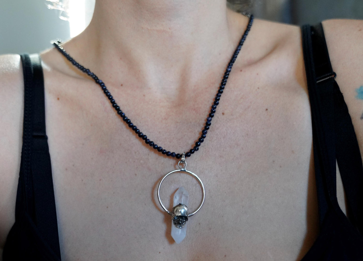 Skull Crystal Jasper Beaded Necklace: Native Healing Stone