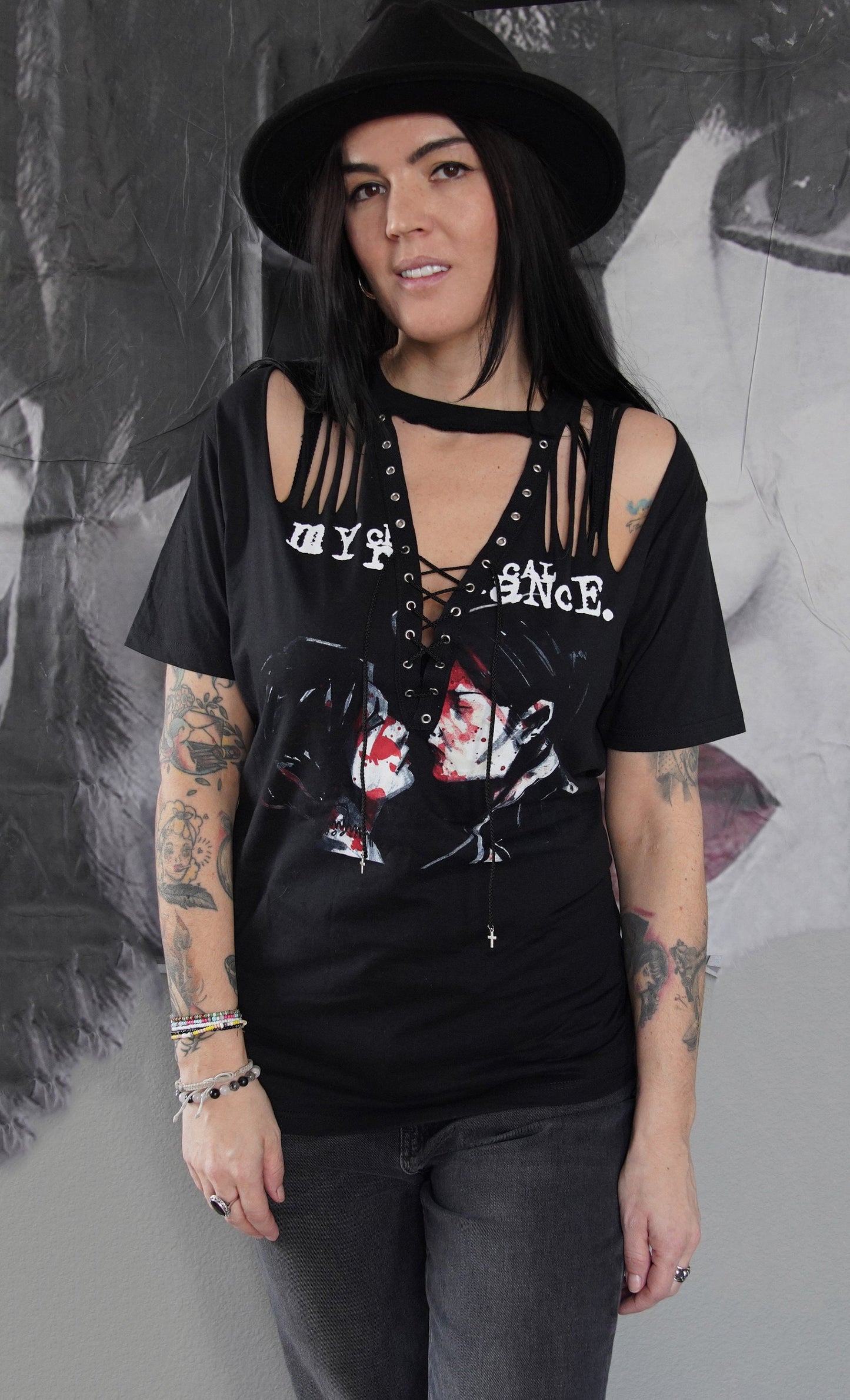 My Chemical Romance Lace-Up Band Tee: Upcycled Concert Shirt