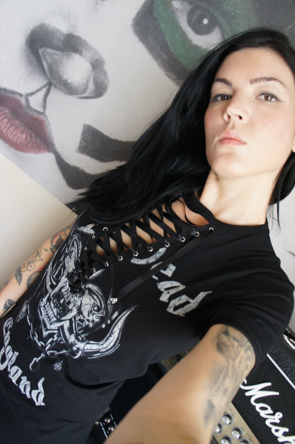 Reworked Motörhead Lace-Up Band Tee: Upcycled Concert Shirt