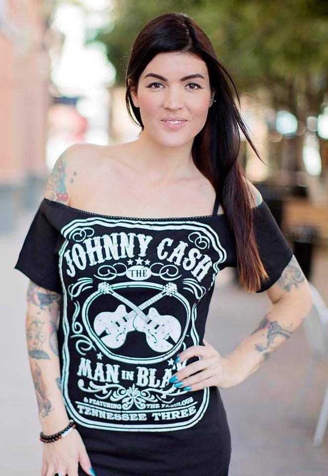 Johnny Cash Lace-Up Band Tee: Upcycled Concert Shirt