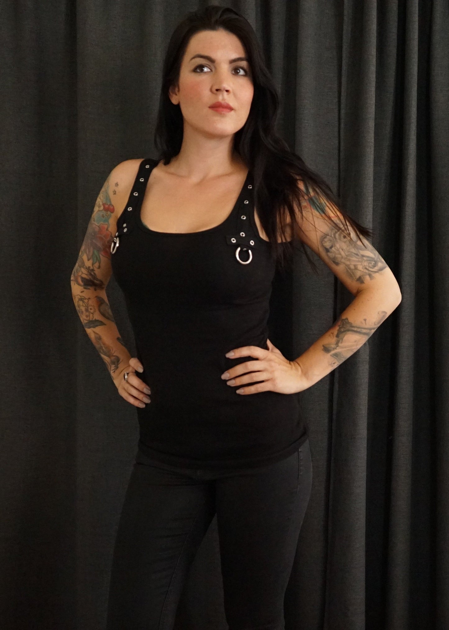 Olivia Paige Clothing - Black Tank top with Eyelets goth gothic