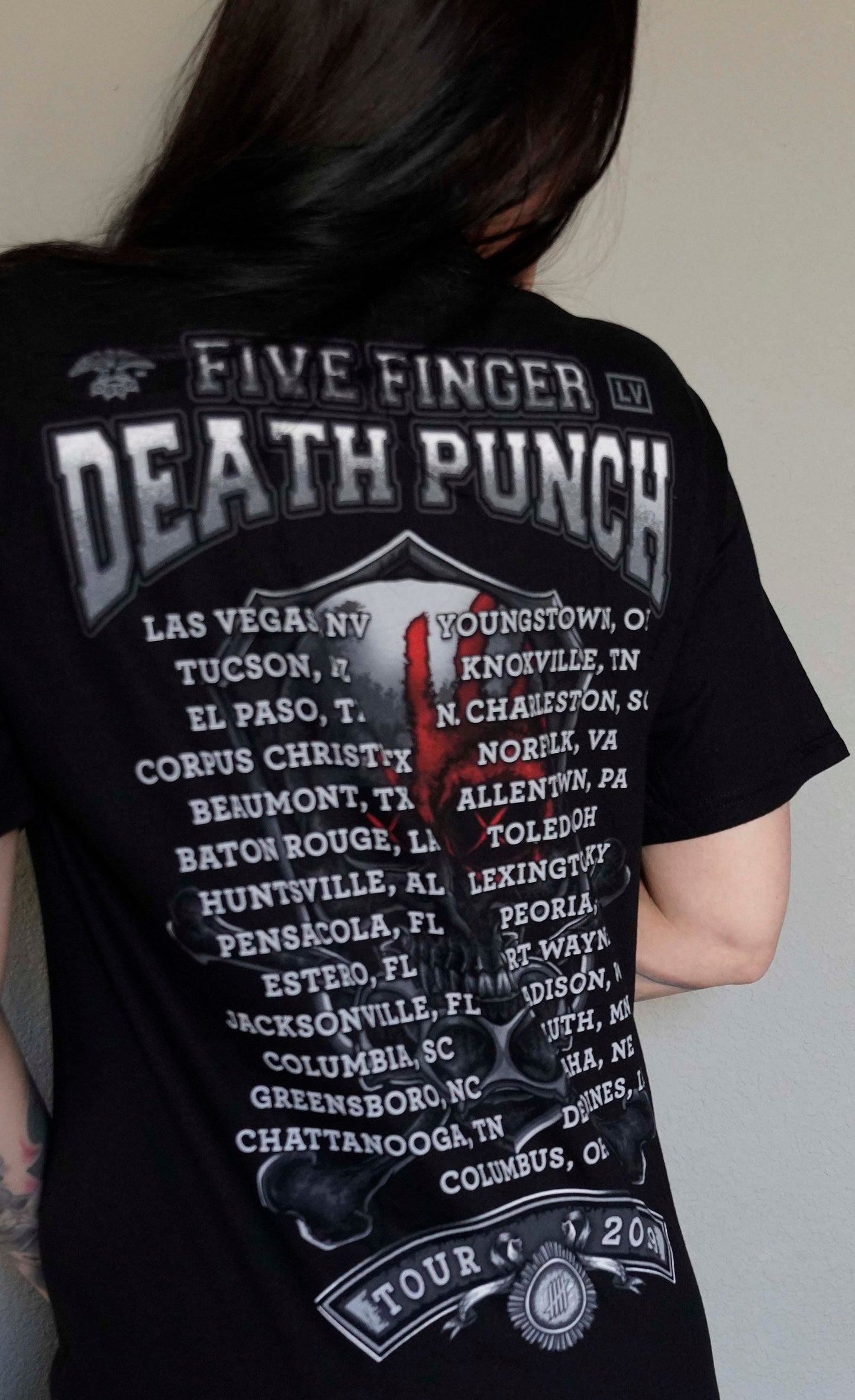 Five Finger Dead Punch concert Music festival band crew Tee Shirt, T-Shirt, Lace Up Band Tee Tour