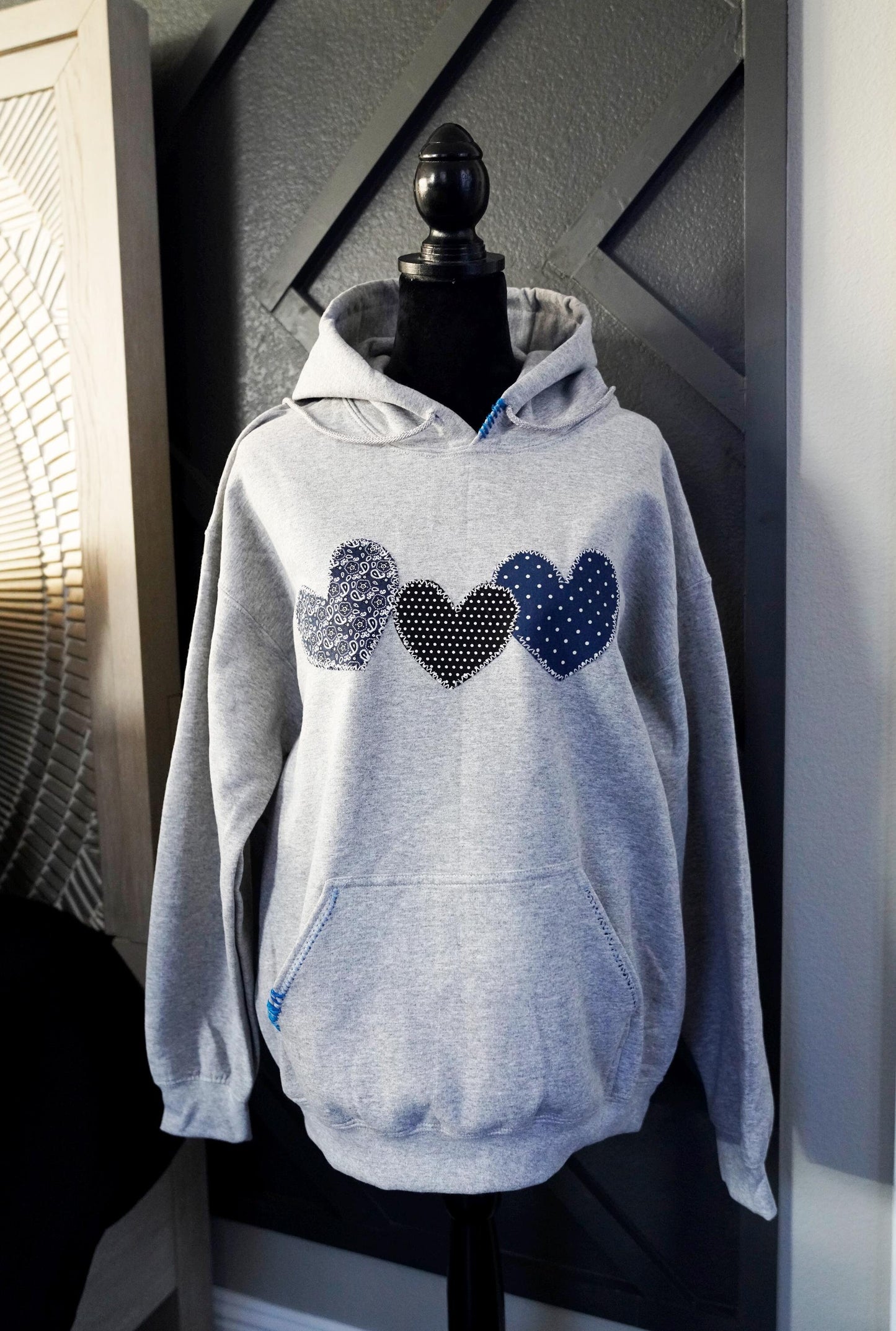 Olivia Paige - Patchwork hoodie bandana Hearts Polka dot sweatshirt fleece Matching friends hoodie