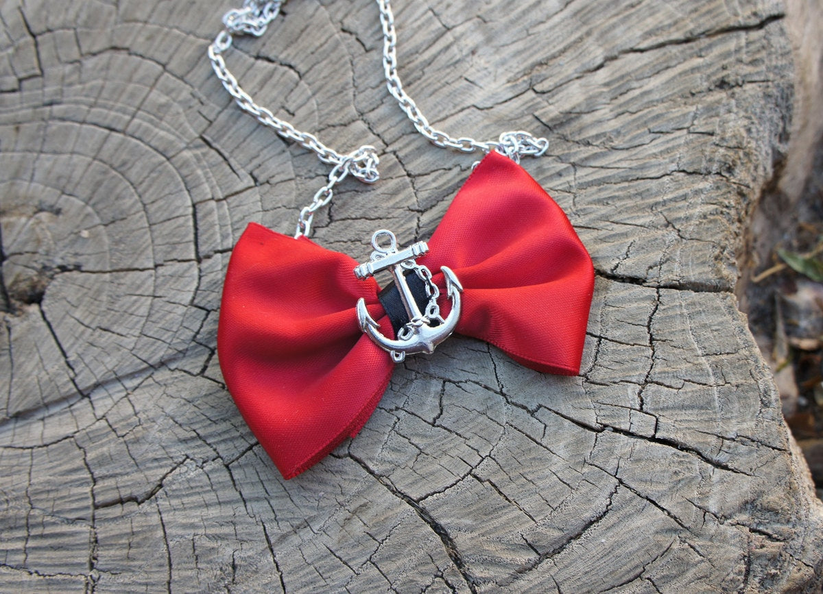 Olivia Paige- Rockabilly Pin up Sailor anchor necklace Bow