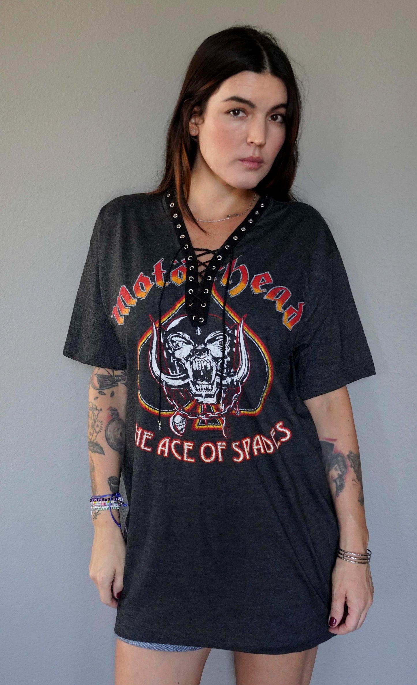 Motorhead Lace-Up Band Tee: Reworked Concert Shirt