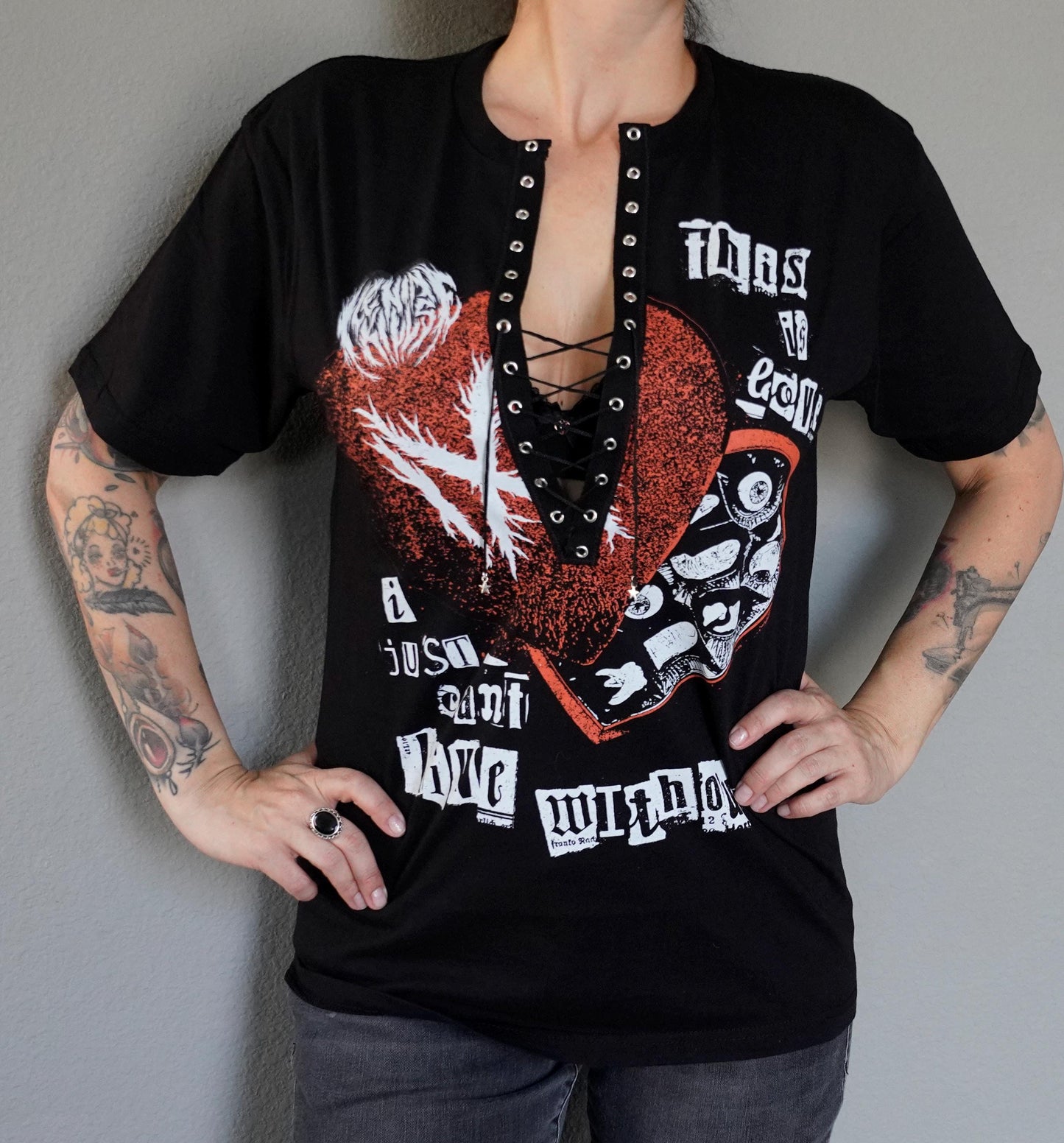 Ice Nine Kills Lace-Up Band Tee: Upcycled Concert Shirt
