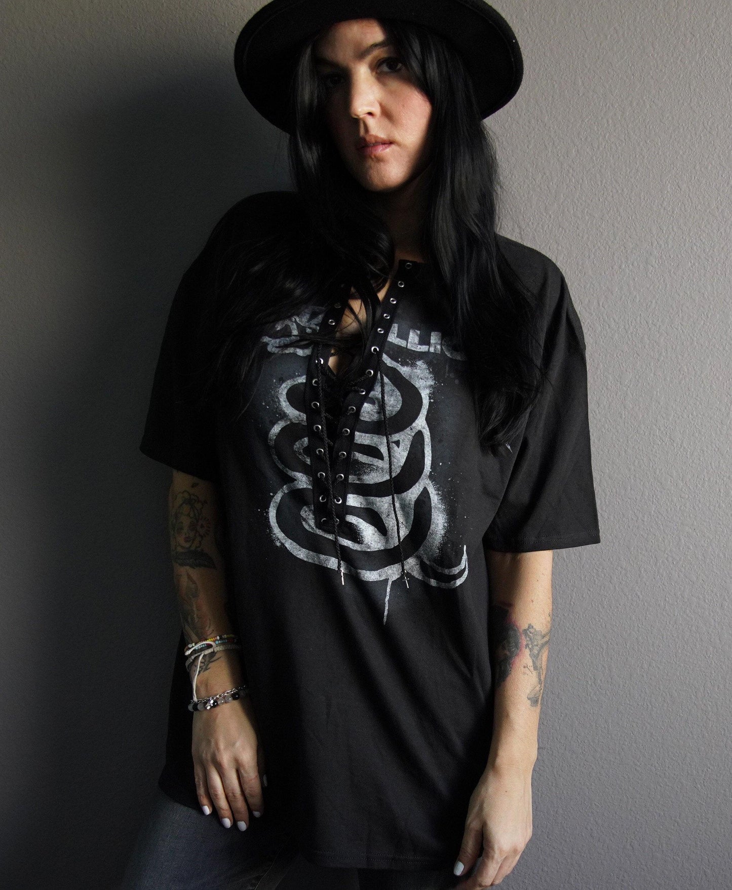 Metallica Lace-Up Band Tee: Upcycled Concert Shirt