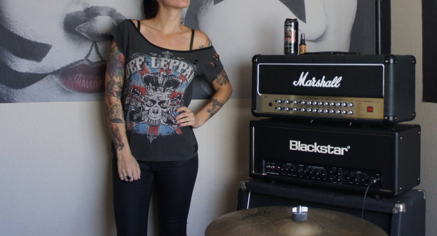 Def Leppard Lace-Up Concert Shirt: Upcycled Band Tee