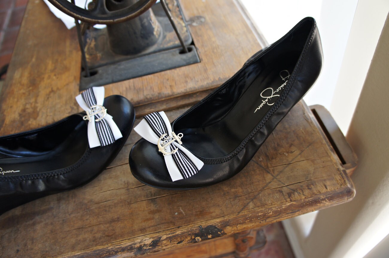 Olivia Paige - Navy Sailor Anchor Pin Up style Shoe Clips