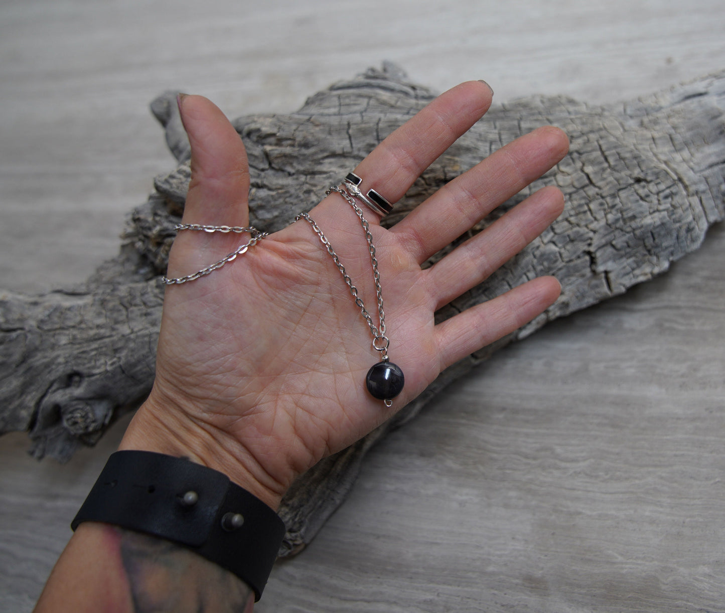 Olivia Paige -Black Agate Gemstone Necklace vintage style look