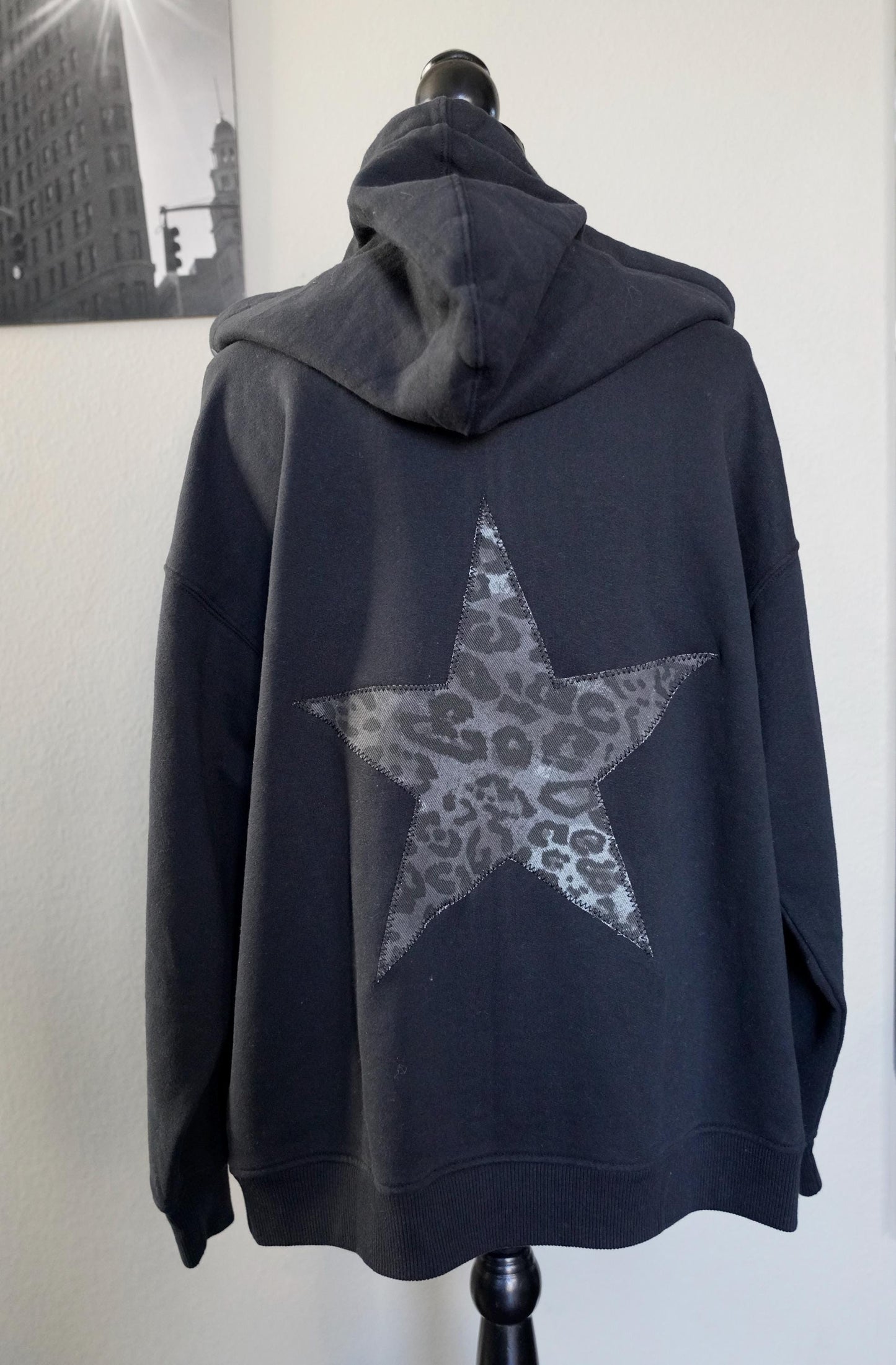 Olivia Paige - Patchwork hoodie LEOPARD  Star  sweatshirt  hoodie  fleece full zip