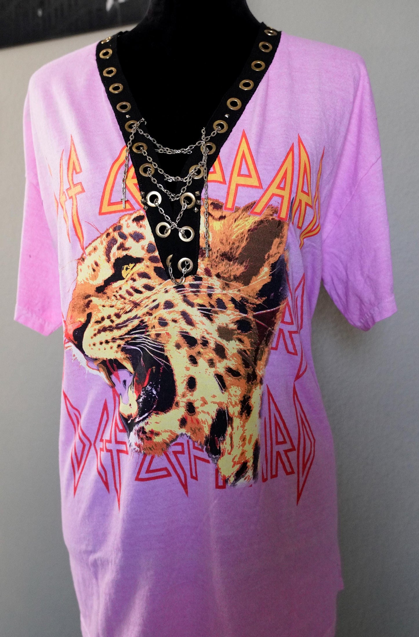 Def Leppard Hysteria Lace-Up Band Tee - Upcycled Concert Top