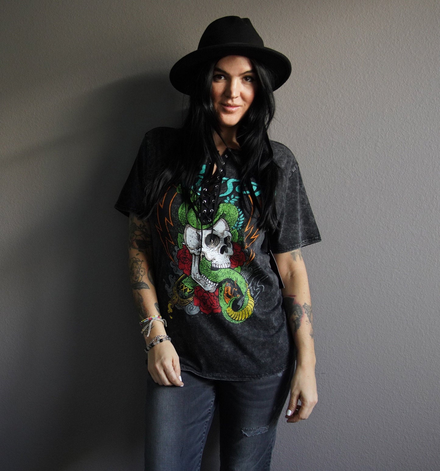 Poison concert Music festival band crew Tee Shirt, T-Shirt, Lace Up Band Tee
