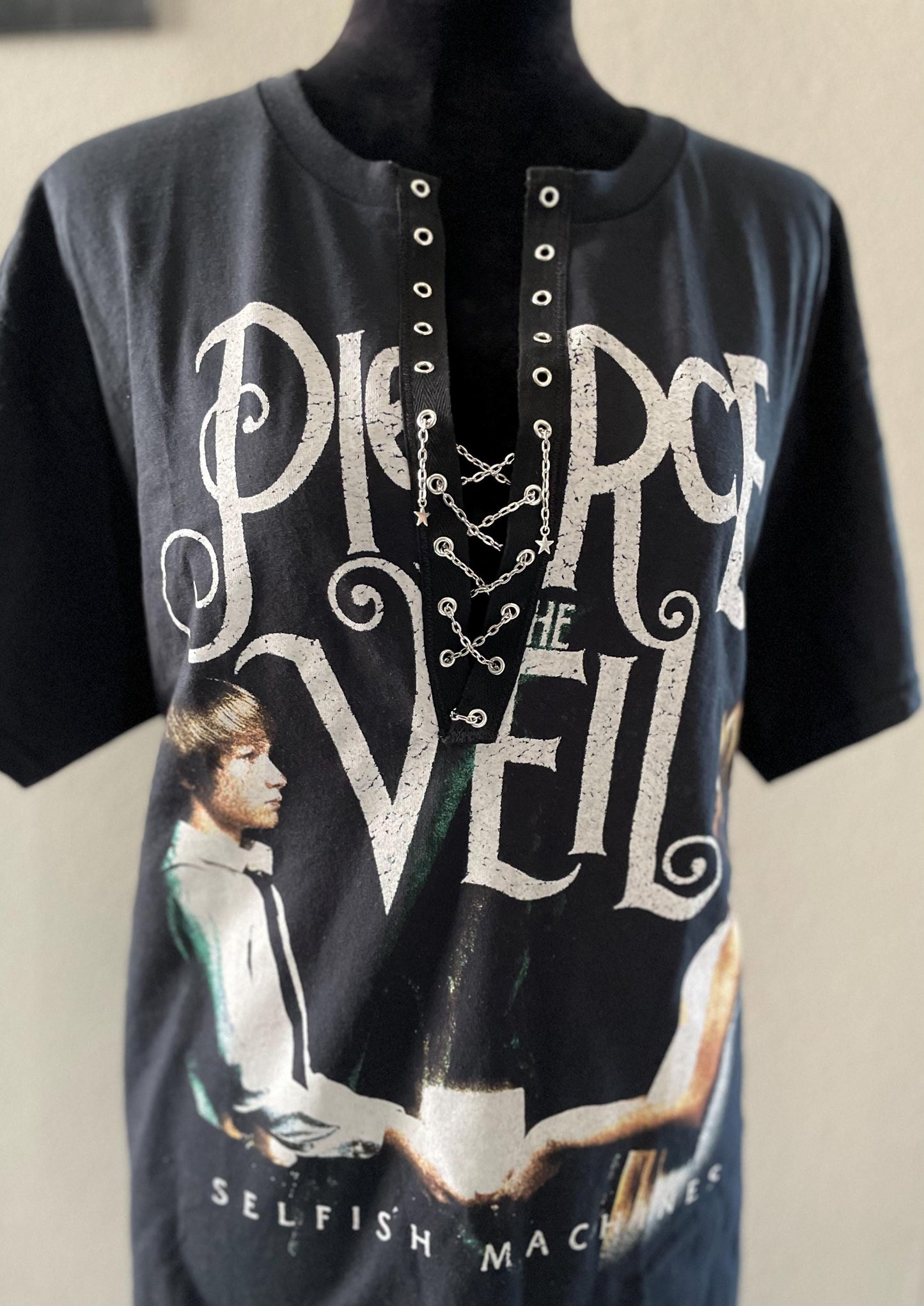 Pierce The Veil Lace-Up Band Tee - Selfish Machines Concert Top