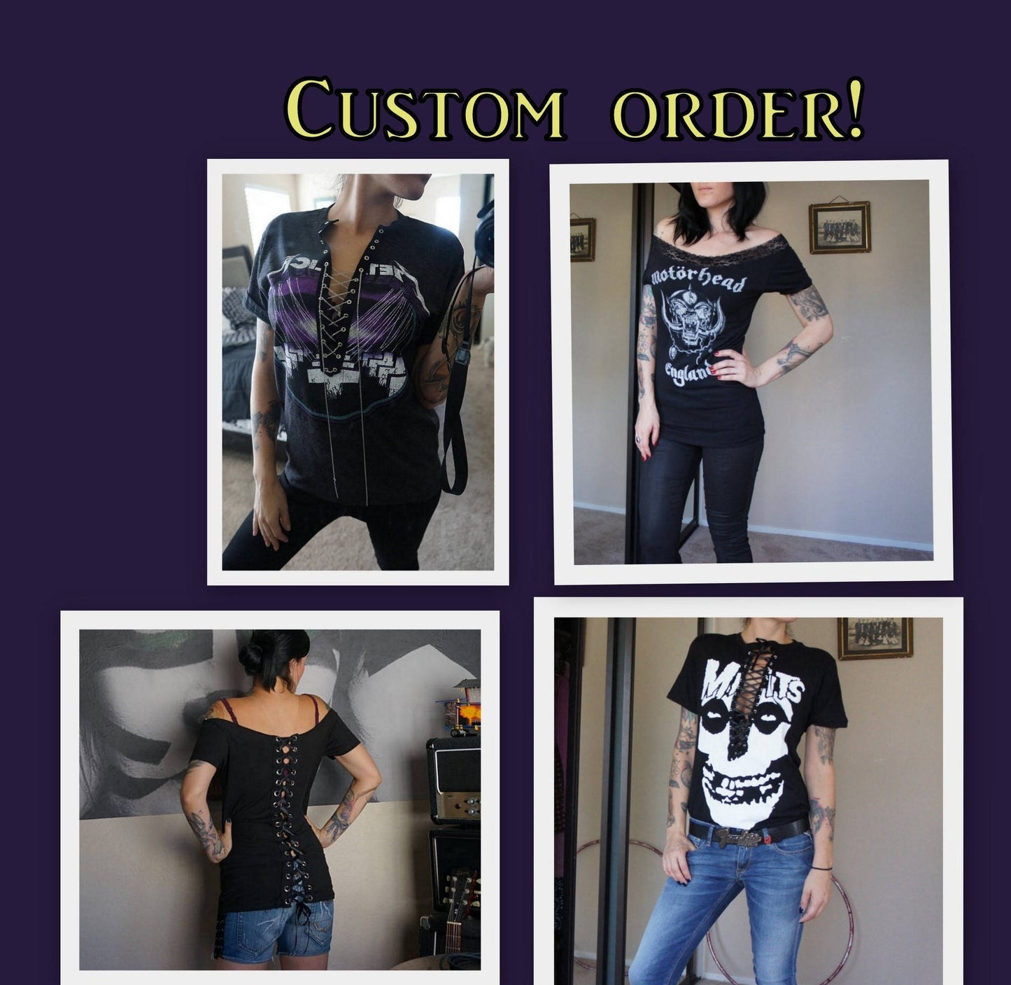 Custom Lace-Up Band Tee: Hand-Altered Concert Shirt