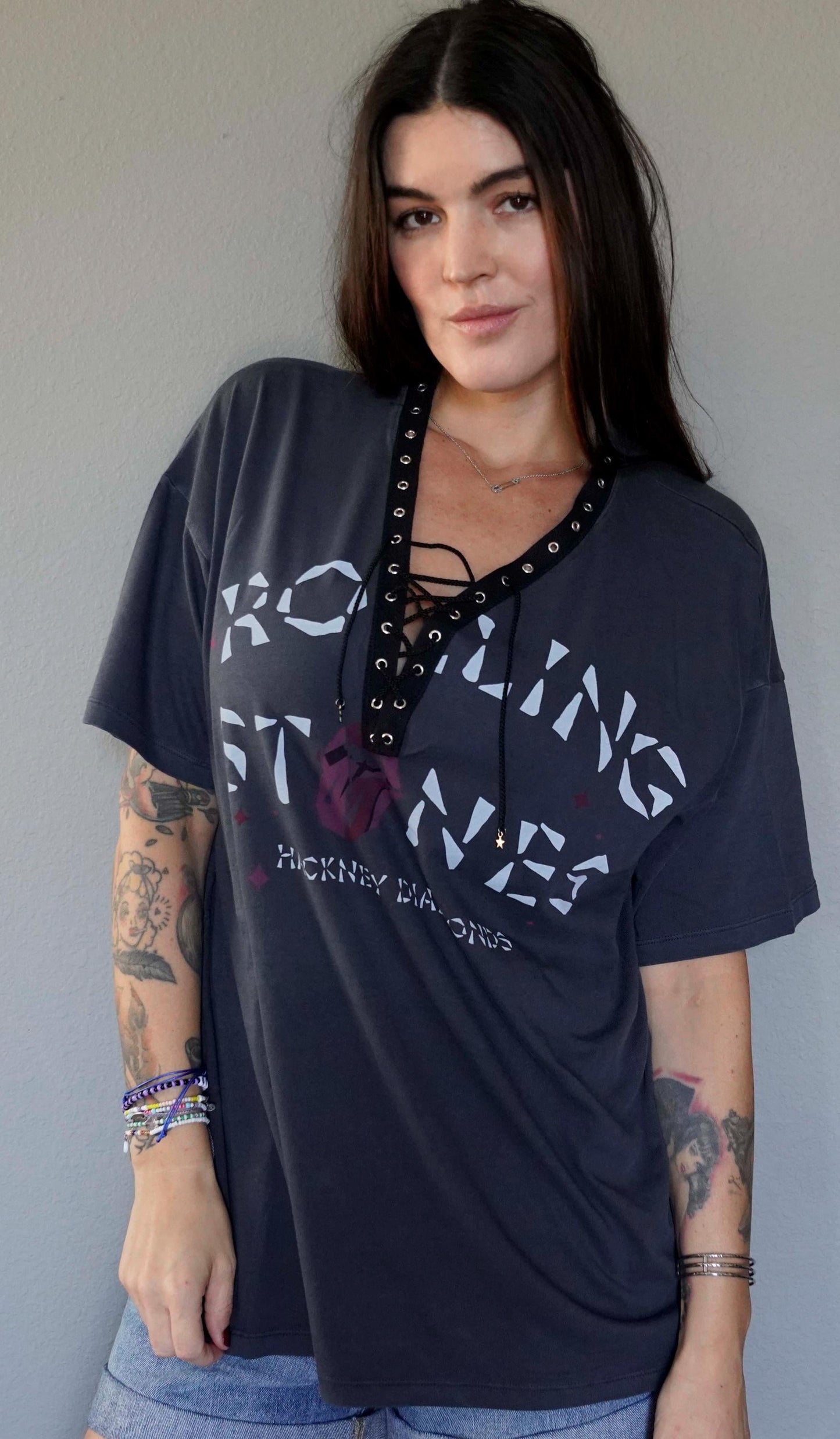 Rolling Stones Lace-Up Band Tee: Modified Concert Shirt