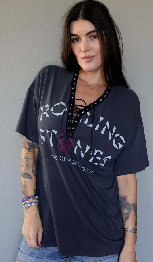 Rolling Stones Lace-Up Band Tee: Modified Concert Shirt