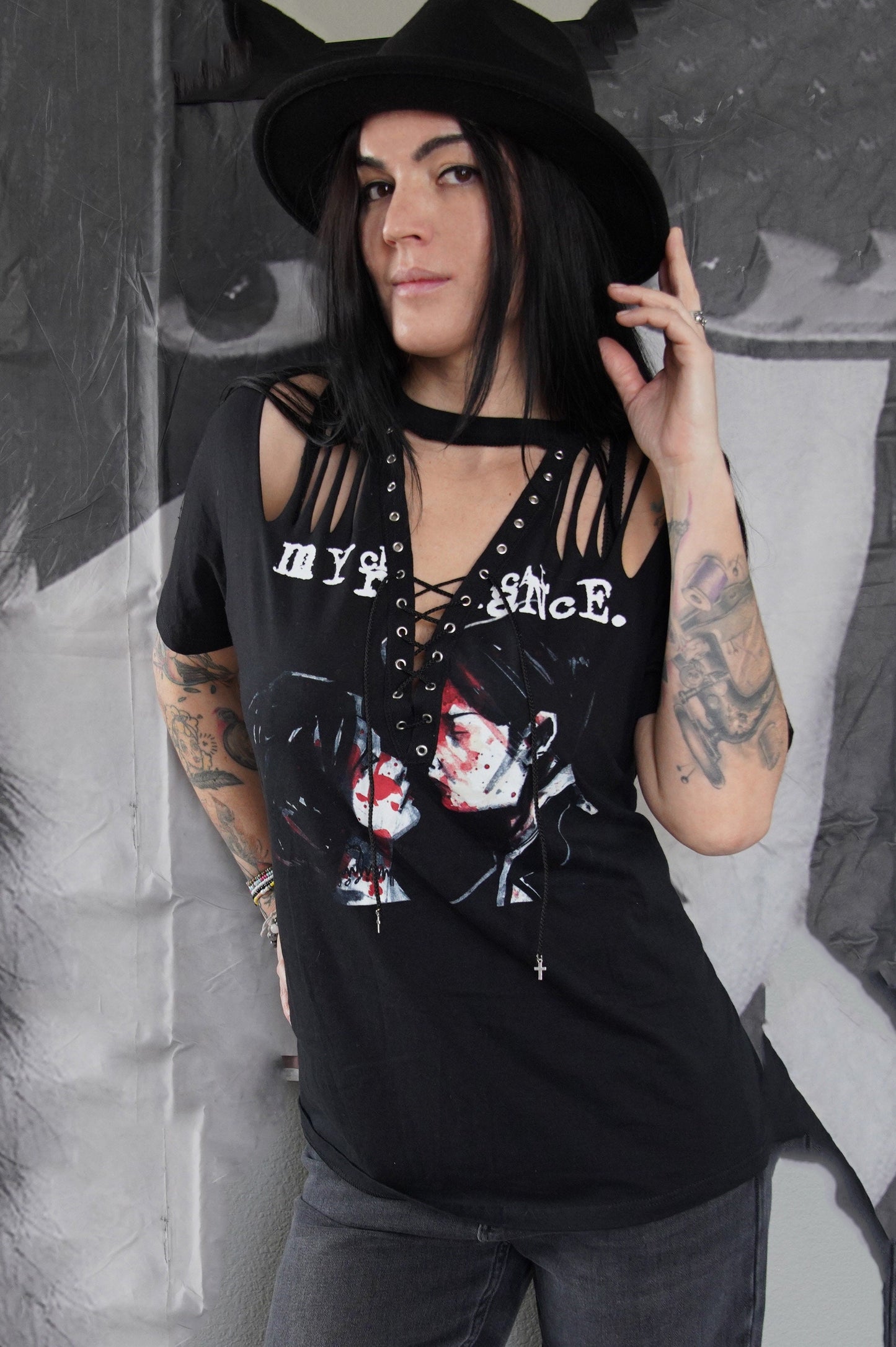My Chemical Romance Lace-Up Band Tee: Upcycled Concert Shirt