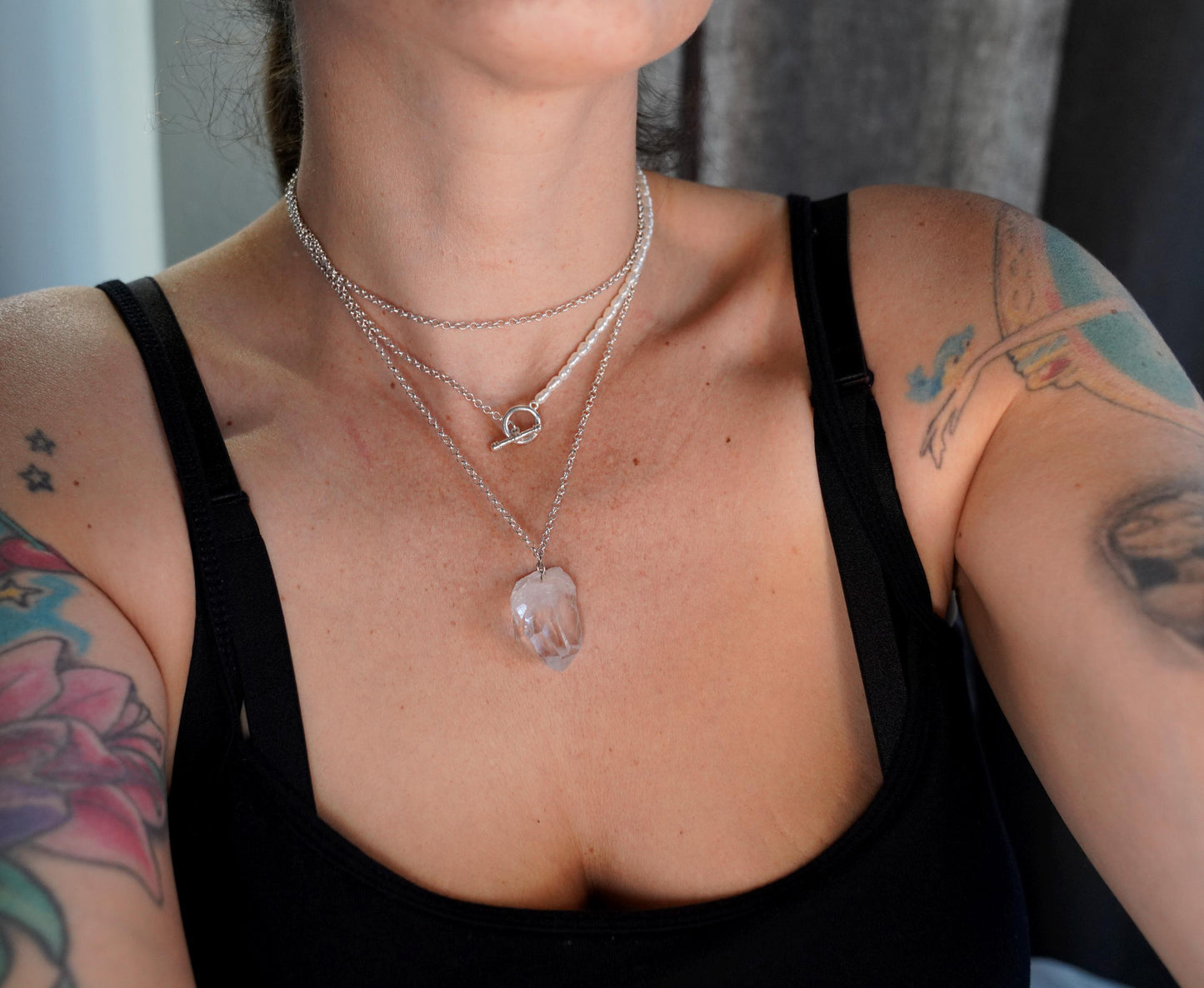 Olivia Paige -Chain RAW Crystal Gemstone  Necklace vintage style look