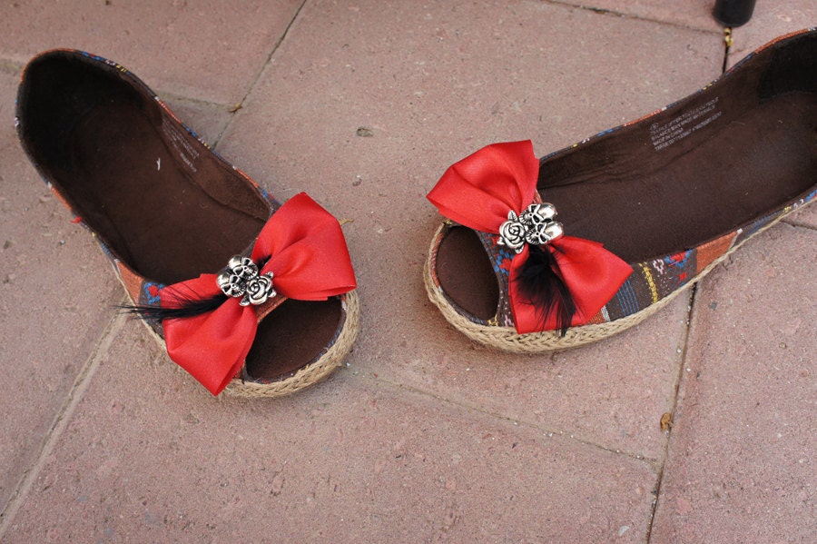 Olivia Paige - Sugar shoe flats clips tattoo rose with feather