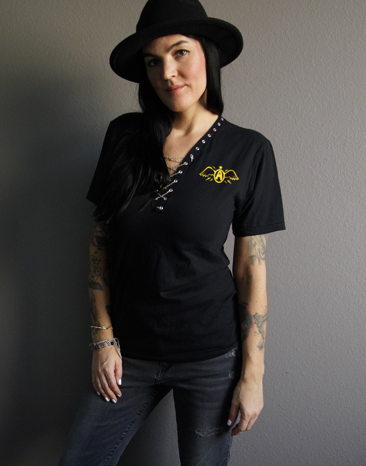Aerosmith Lace-Up Band Tee: Reworked Concert T-Shirt