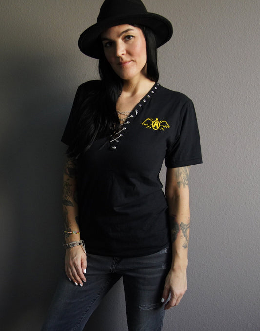 Aerosmith Lace-Up Band Tee: Reworked Concert T-Shirt