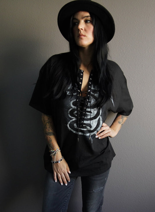 Metallica Lace-Up Band Tee: Upcycled Concert Shirt