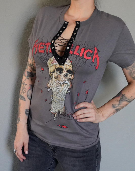 Metallica Lace-Up Band Tee: Reworked Concert Shirt