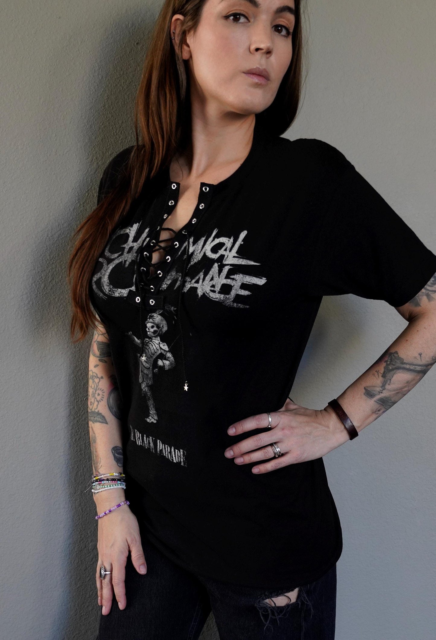 My Chemical Romance Lace-Up Band Tee: Reworked Concert Shirt