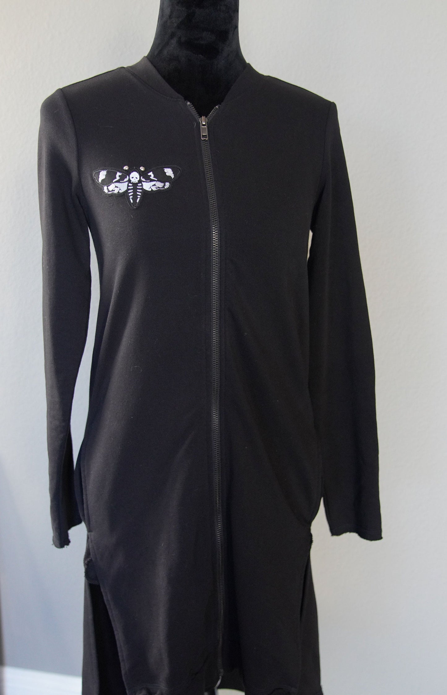 Olivia Paige Clothing -  Gothic Skull Moth Long  Hoodie