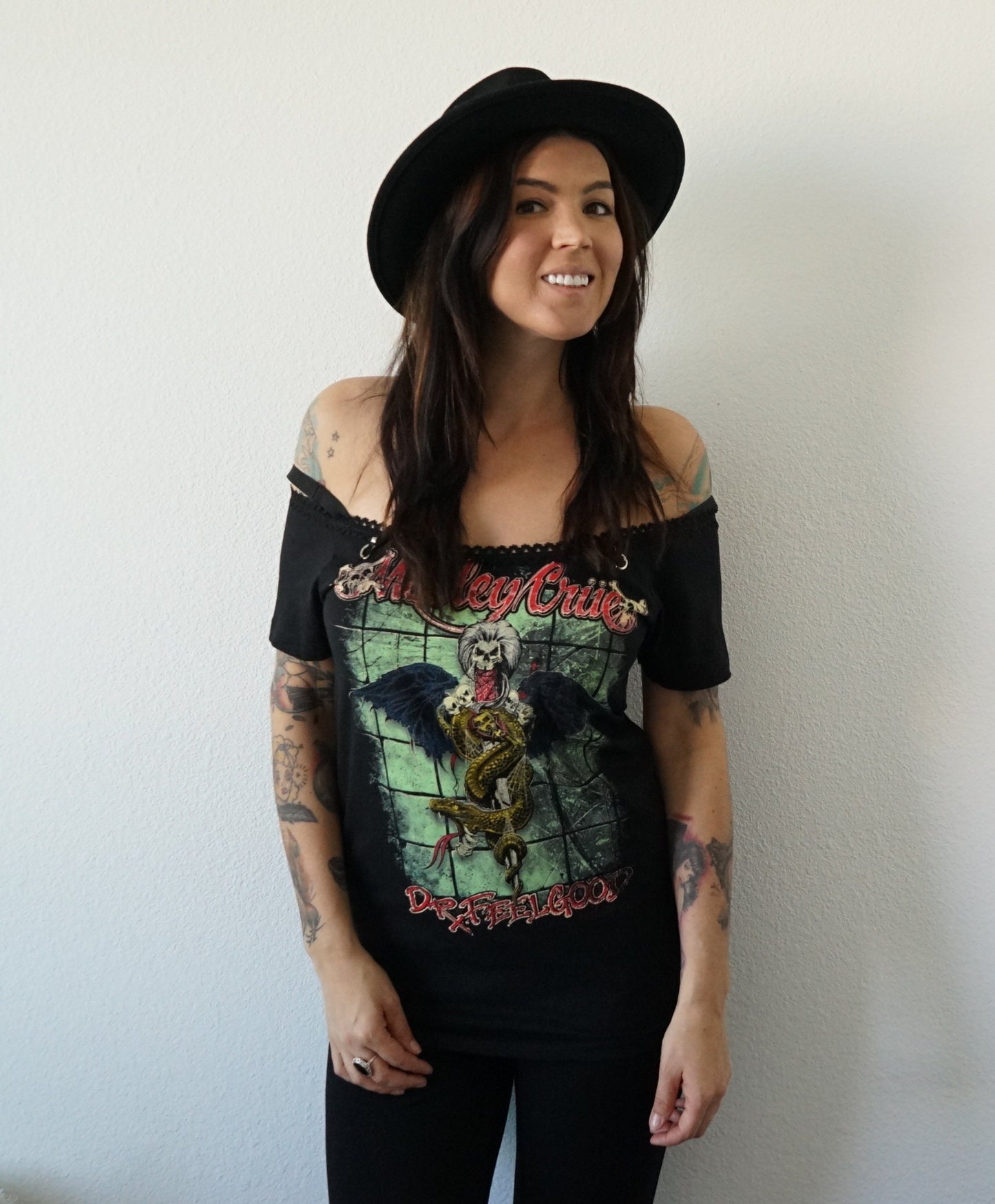 Motley Crue Lace-Up Band Tee: Upcycled Concert T-Shirt