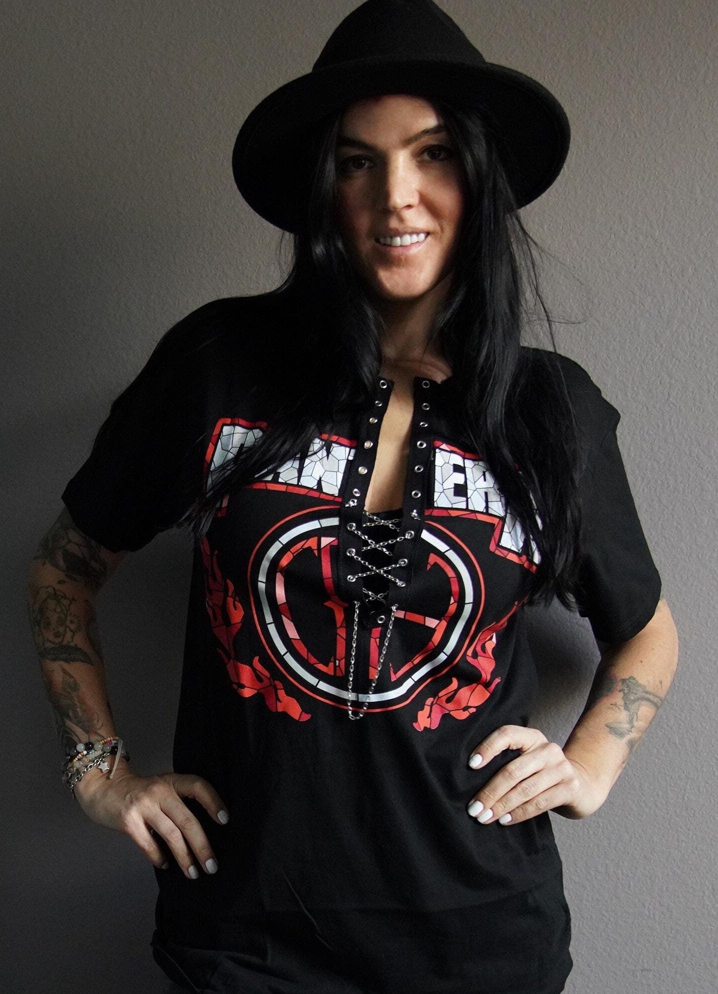 Lace-Up Pantera Band Tee: Upcycled Concert T-Shirt