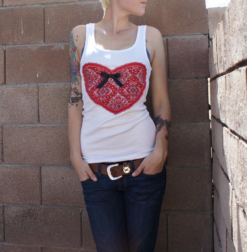 Olivia Paige -Pin up bandana bow heart tank top rockabilly