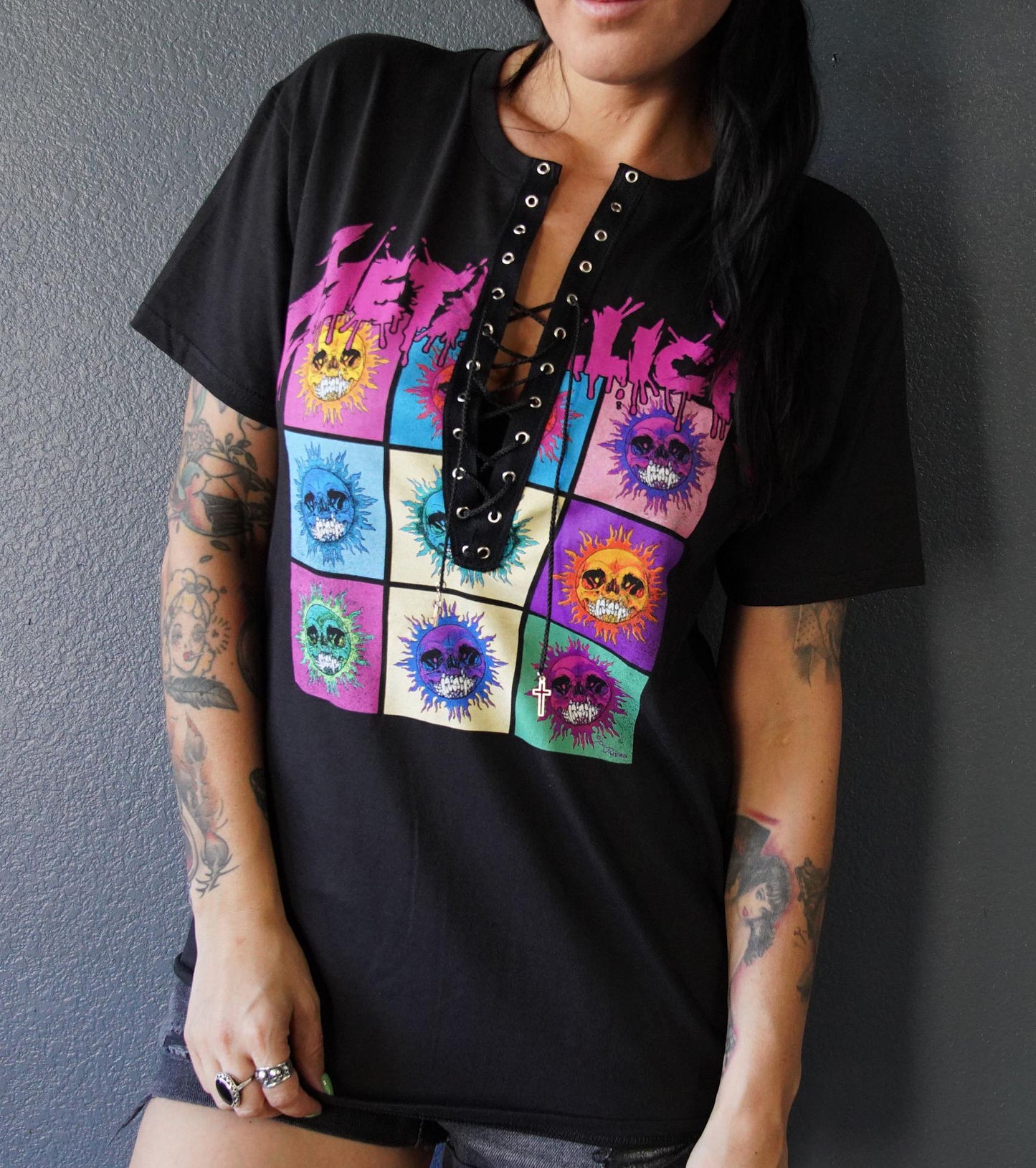 Metallica Lace-Up Band Tee: Upcycled Concert Shirt