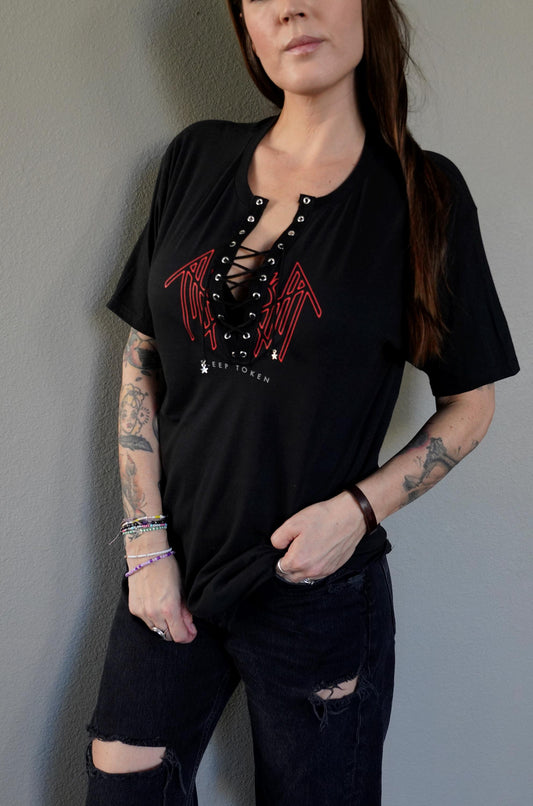 Sleep Token concert Music tee Band Shirt festival outfit Crew Lace up Eyelets