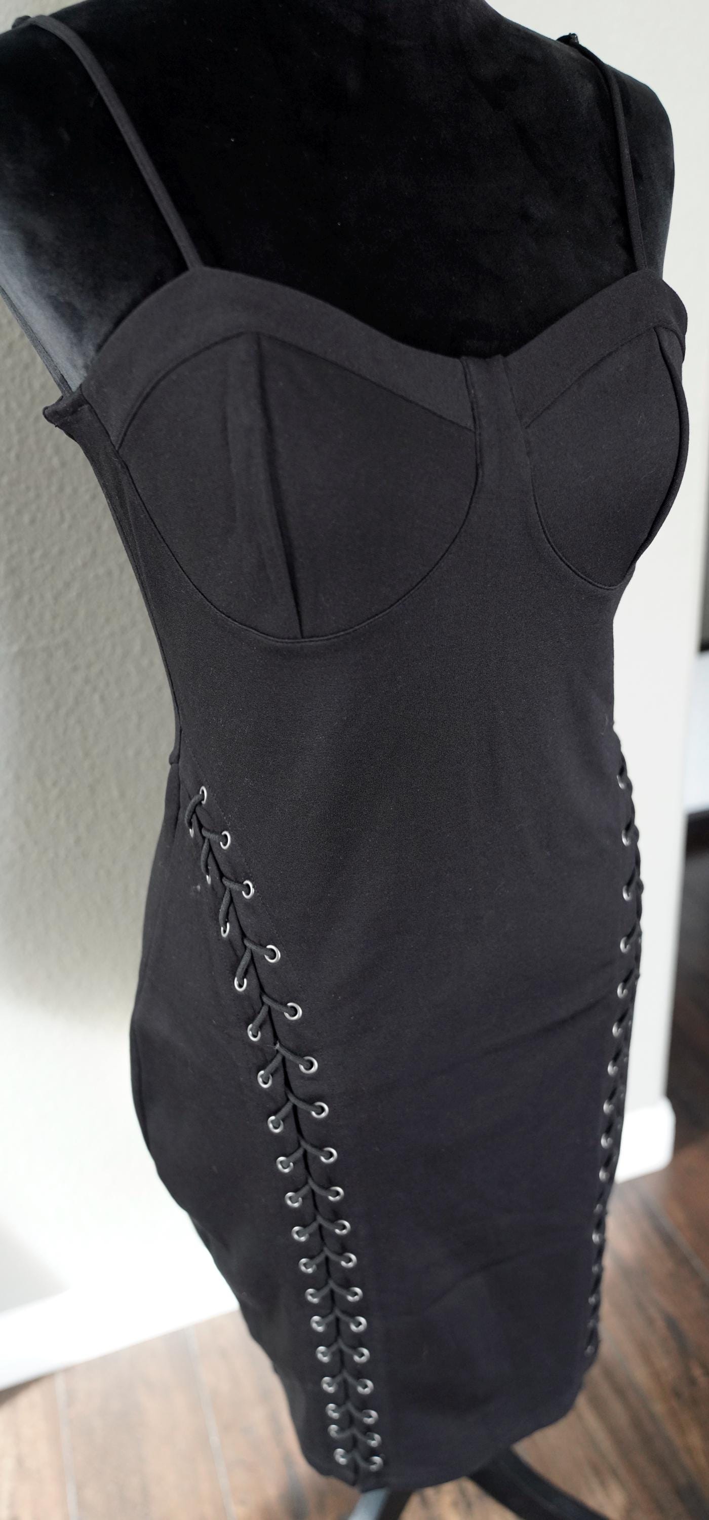 Olivia Paige -  Skinny Mid dress with Lace up
