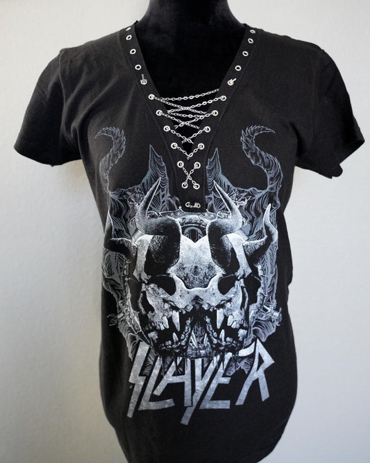 Slayer Lace-Up Band Tee: Reworked Concert Shirt