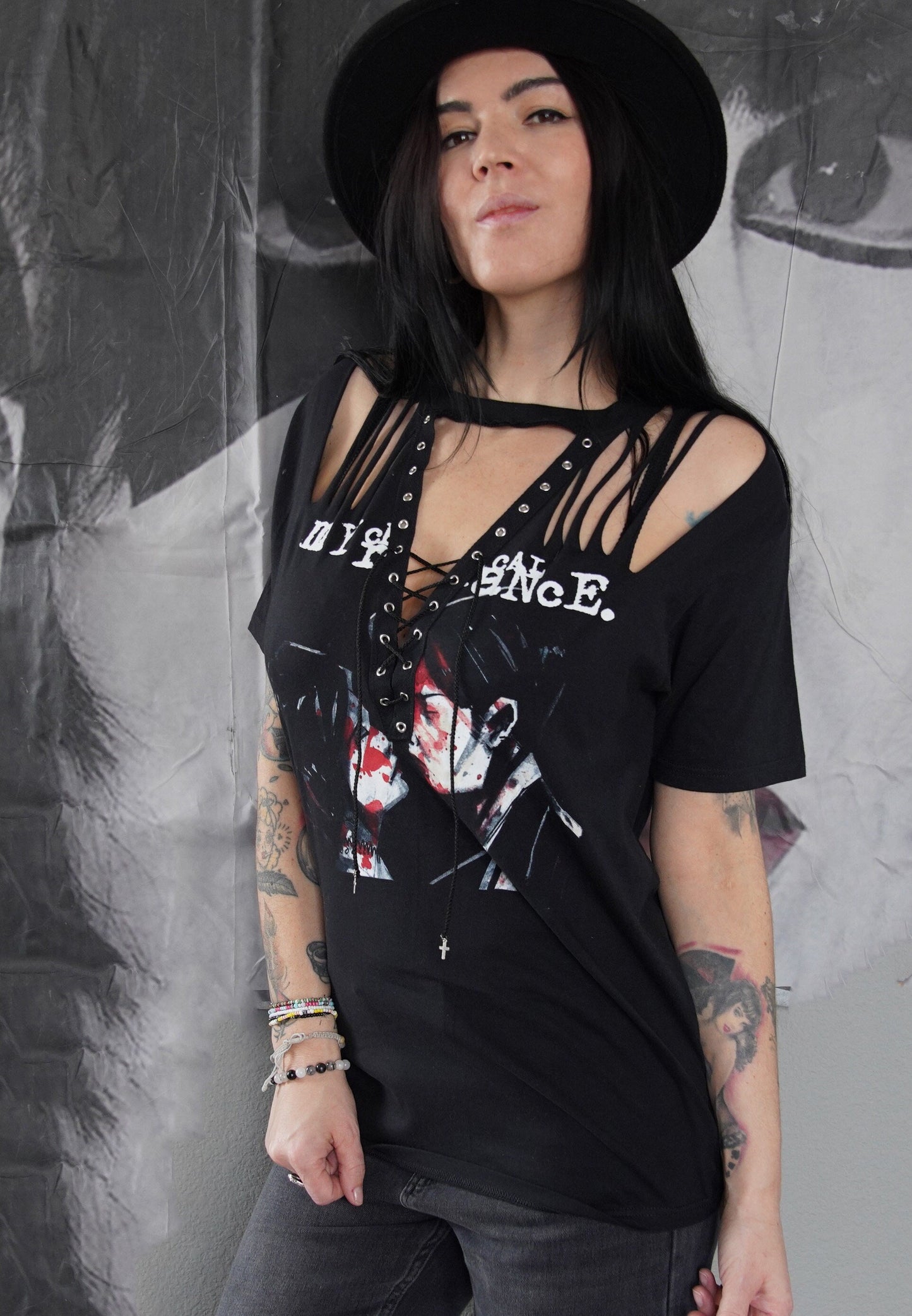 My Chemical Romance Lace-Up Band Tee: Upcycled Concert Shirt