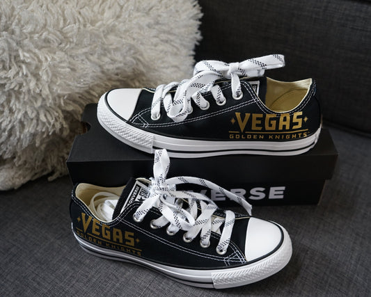Vegas Golden Knights Converse Low Tops with Hockey Laces