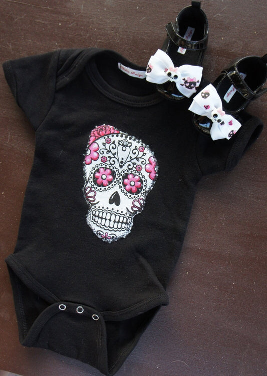 Olivia Paige - Rockabilly baby punk rock sugar skull skeleton outfit bodysuit with shoes