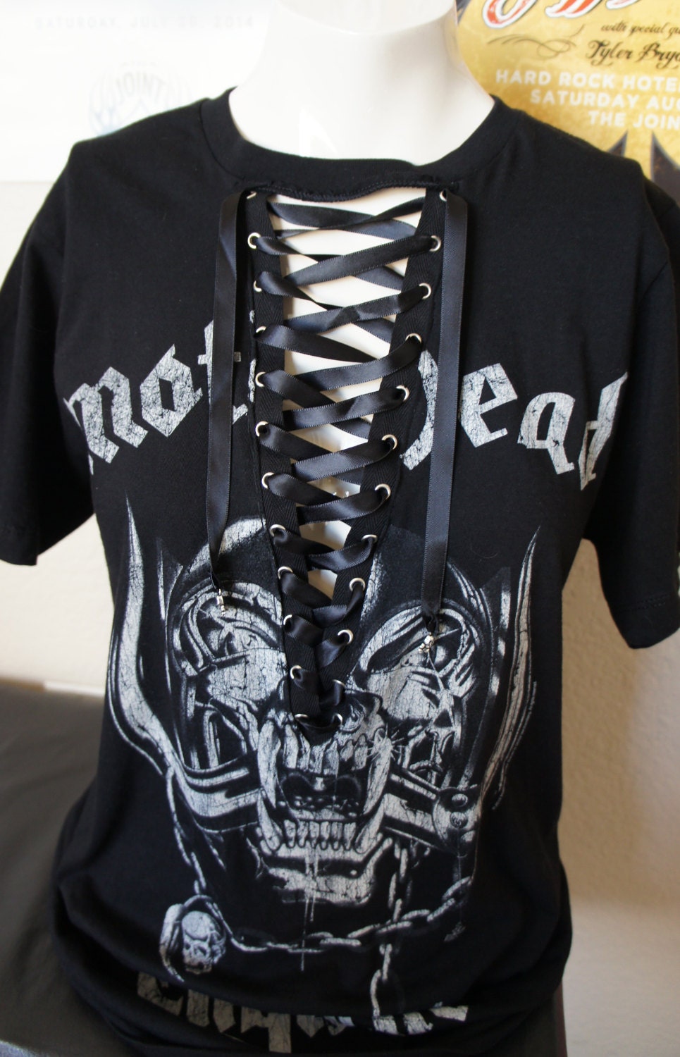 Reworked Motörhead Lace-Up Band Tee: Upcycled Concert Shirt