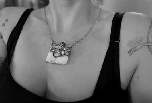 Olivia Paige - Octopus silver  Native Crystal gemstone  necklace jewelry healing chakra stone