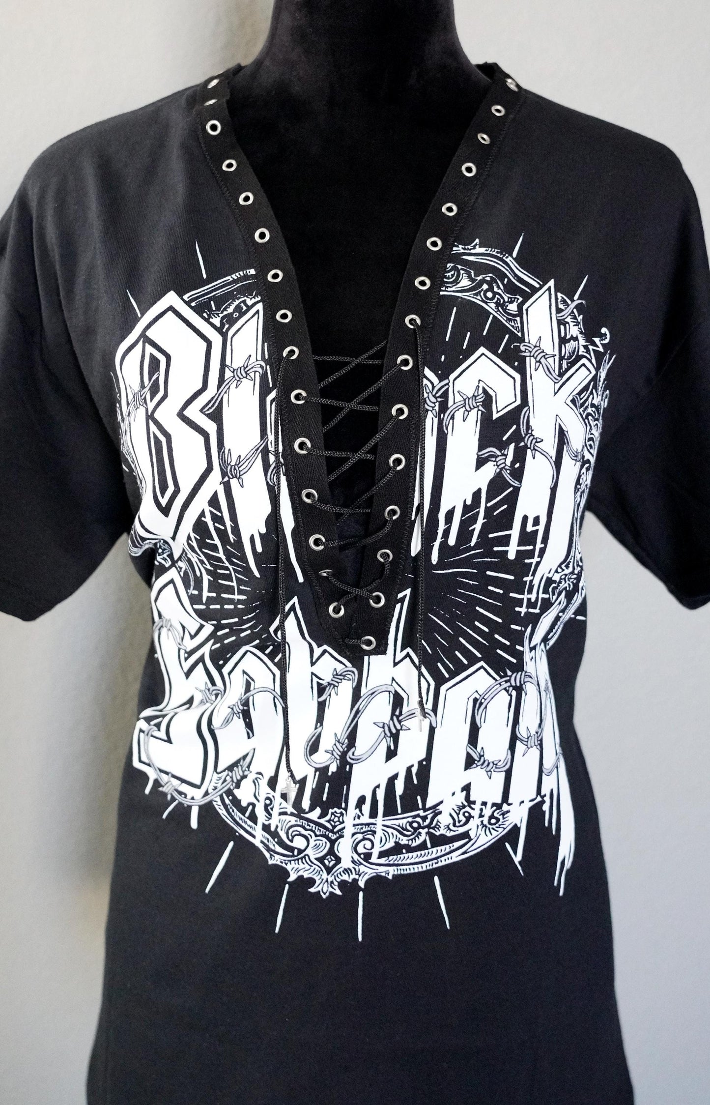 Olivia Paige -Diy shirt Ozzy Osbourne Black Sabbath top band shirt with lace up