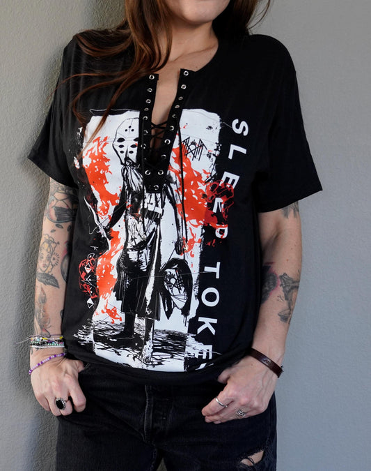 Sleep token Concert band shirt with front lace up with string Music Tee Rock