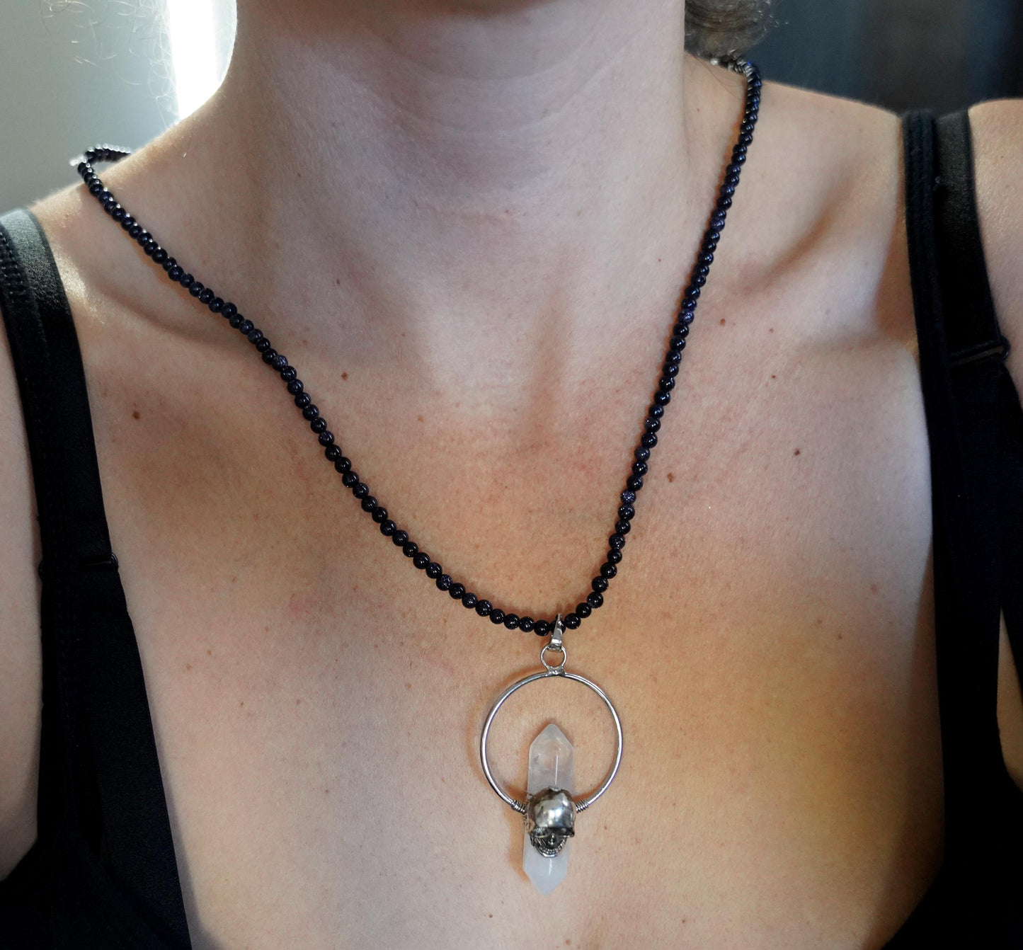 Skull Crystal Jasper Beaded Necklace: Native Healing Stone