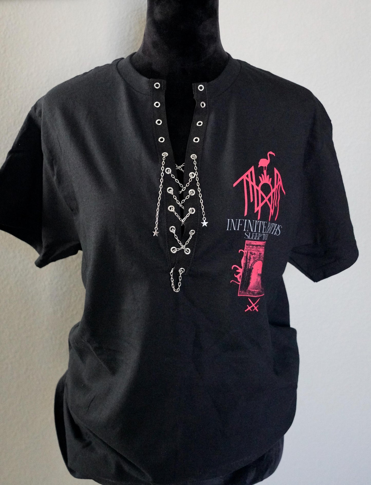 Sleep Token Lace-Up Band Tee: Upcycled Concert Shirt  Even In Arcadia Infinite Baths Visuals