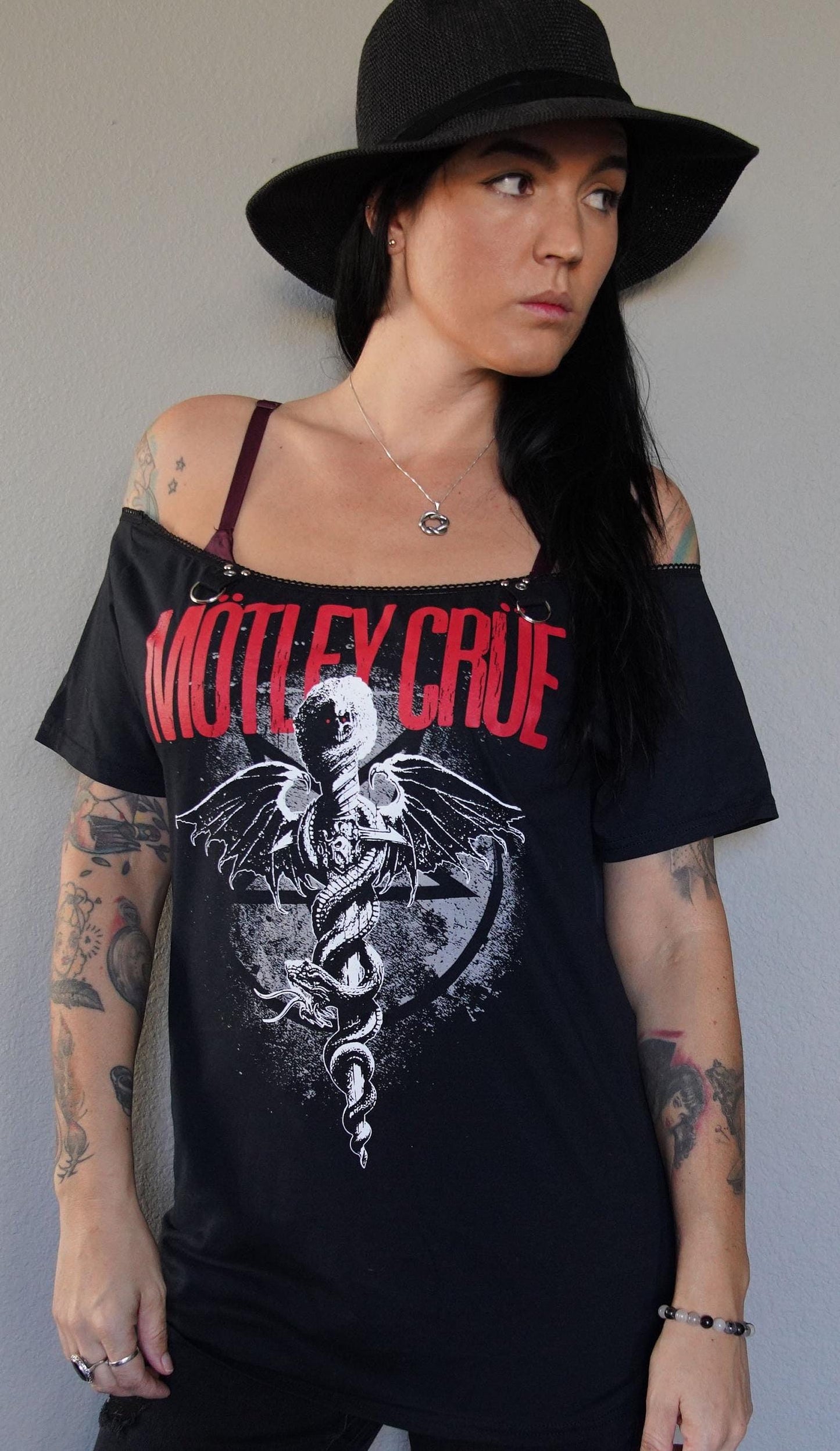 Motley Crue Lace-Up Band Tee: Upcycled Concert T-Shirt