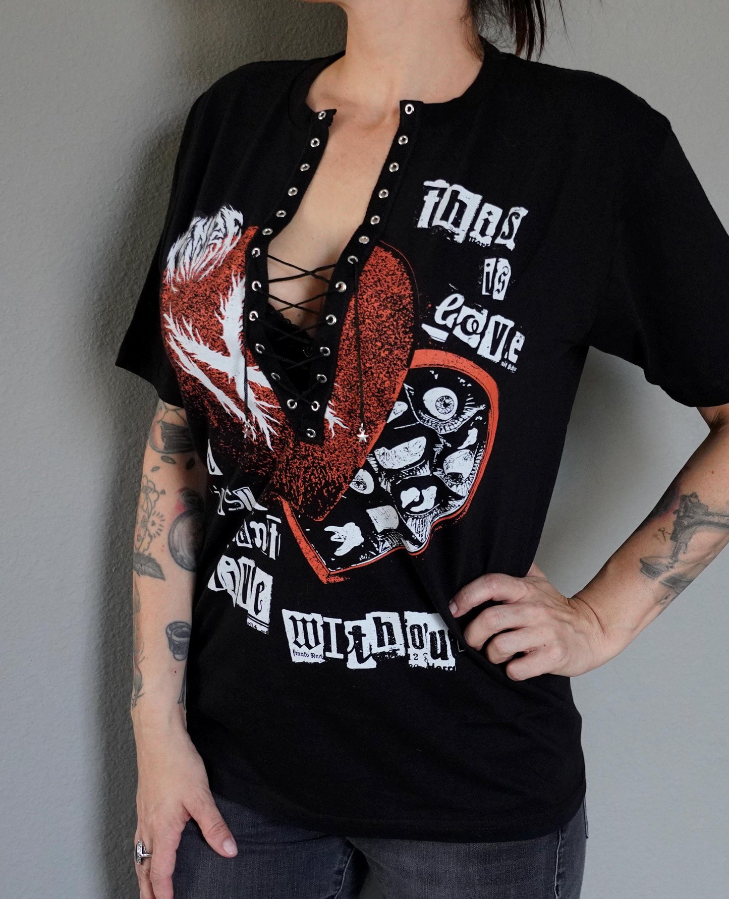 Ice Nine Kills Lace-Up Band Tee: Upcycled Concert Shirt
