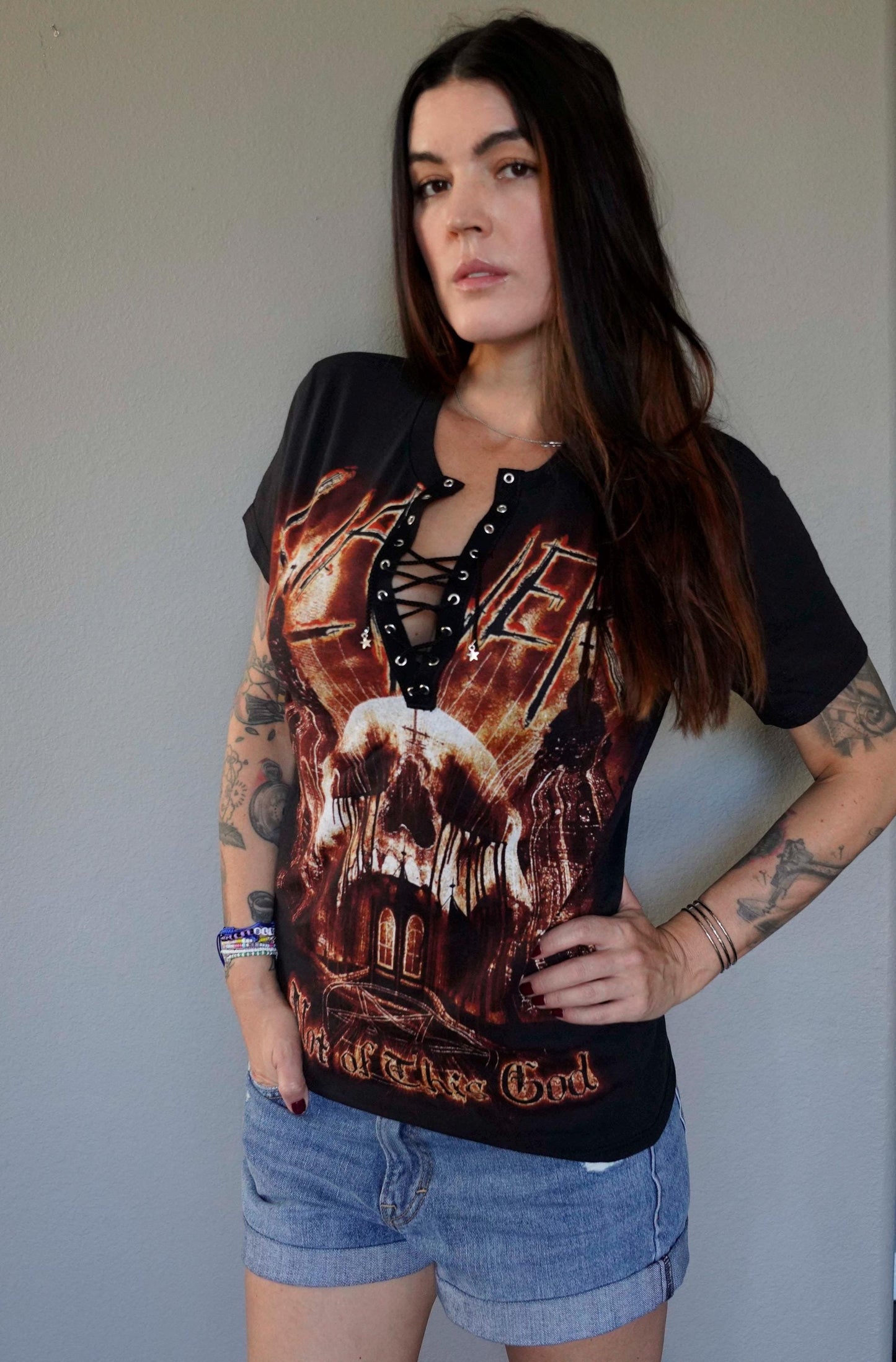 Slayer Lace-Up Band Tee: Reworked Concert Shirt